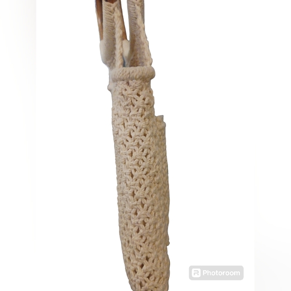 MCI VINTAGE 1970's Macrame purse with flower applique and bamboo handles. Womens - Picture 6 of 12